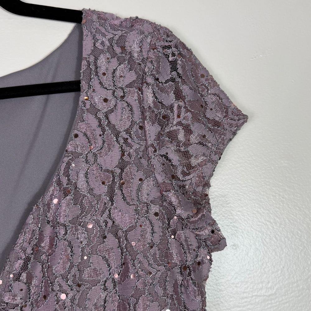 Sequin Lace Maxi Dress in Dusty Purple - Picture 4 of 9